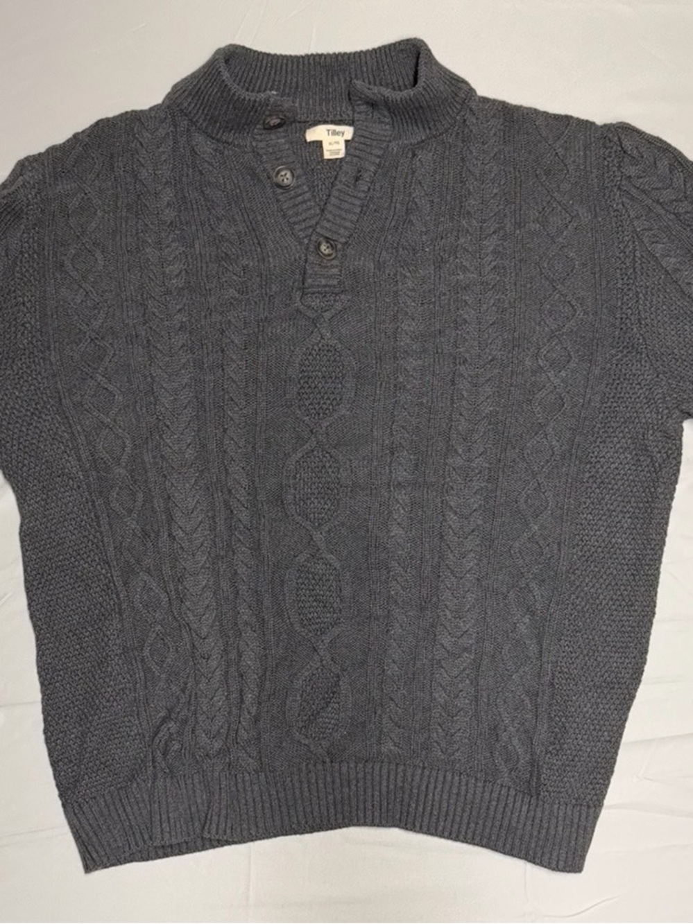 Men's Tilley Cable-Knit Mock Neck Sweater - Charcoal Gray - NWOT